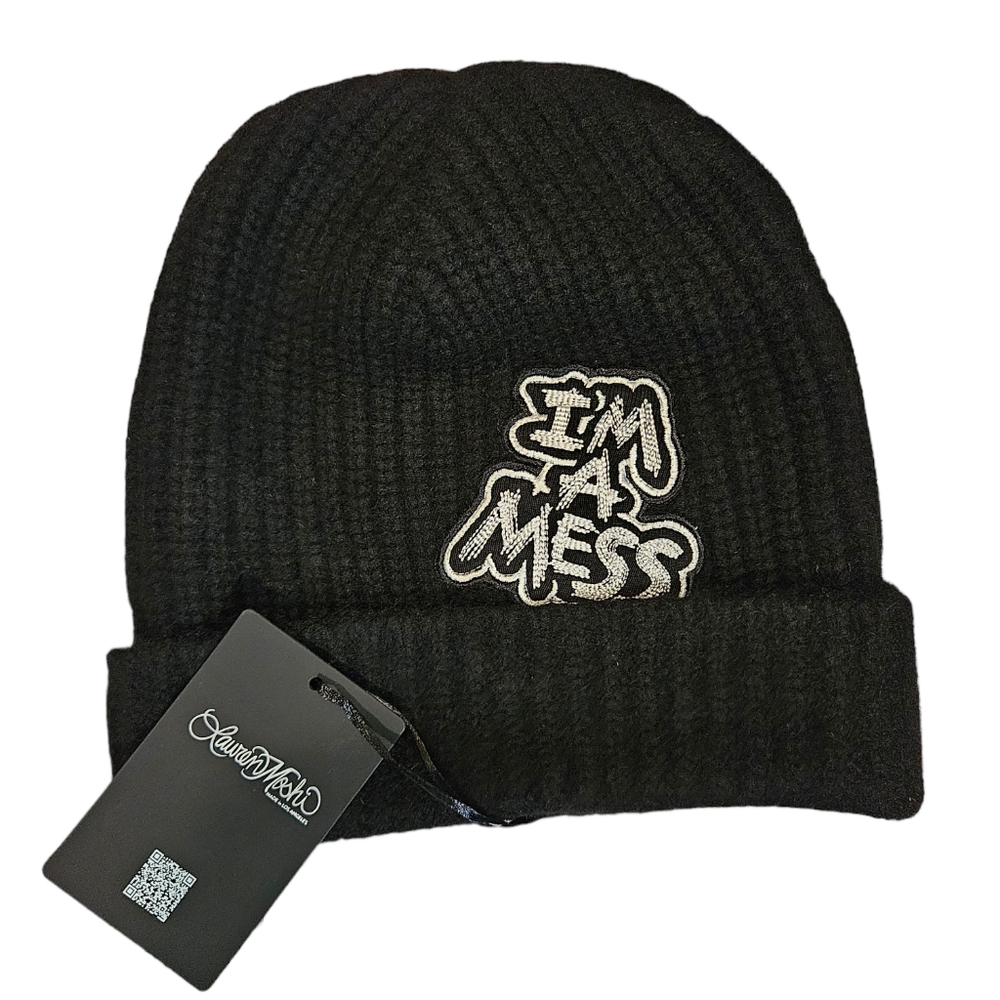 Lauren Moshi Cashmere RARE and HTF I'm A Mess Patched Hat - Picture 3 of 8